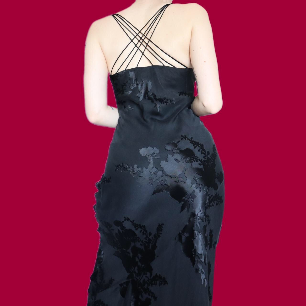 Beautiful black silk blend slip evening dress UK 12