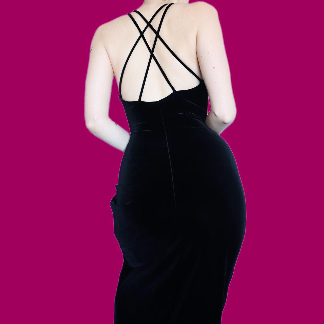 Super chic black glittery velvet evening party dress UK 10