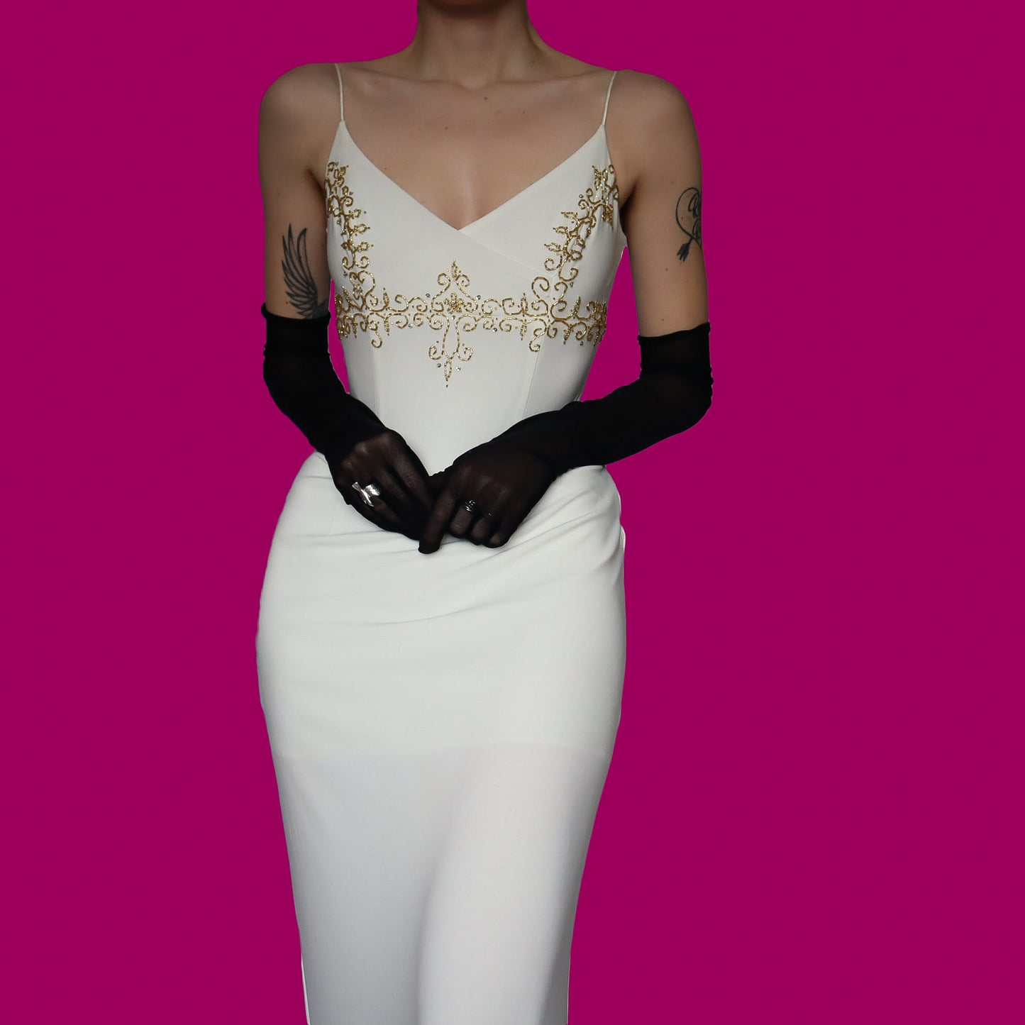 White beaded evening dress UK 8/10 & UK 14