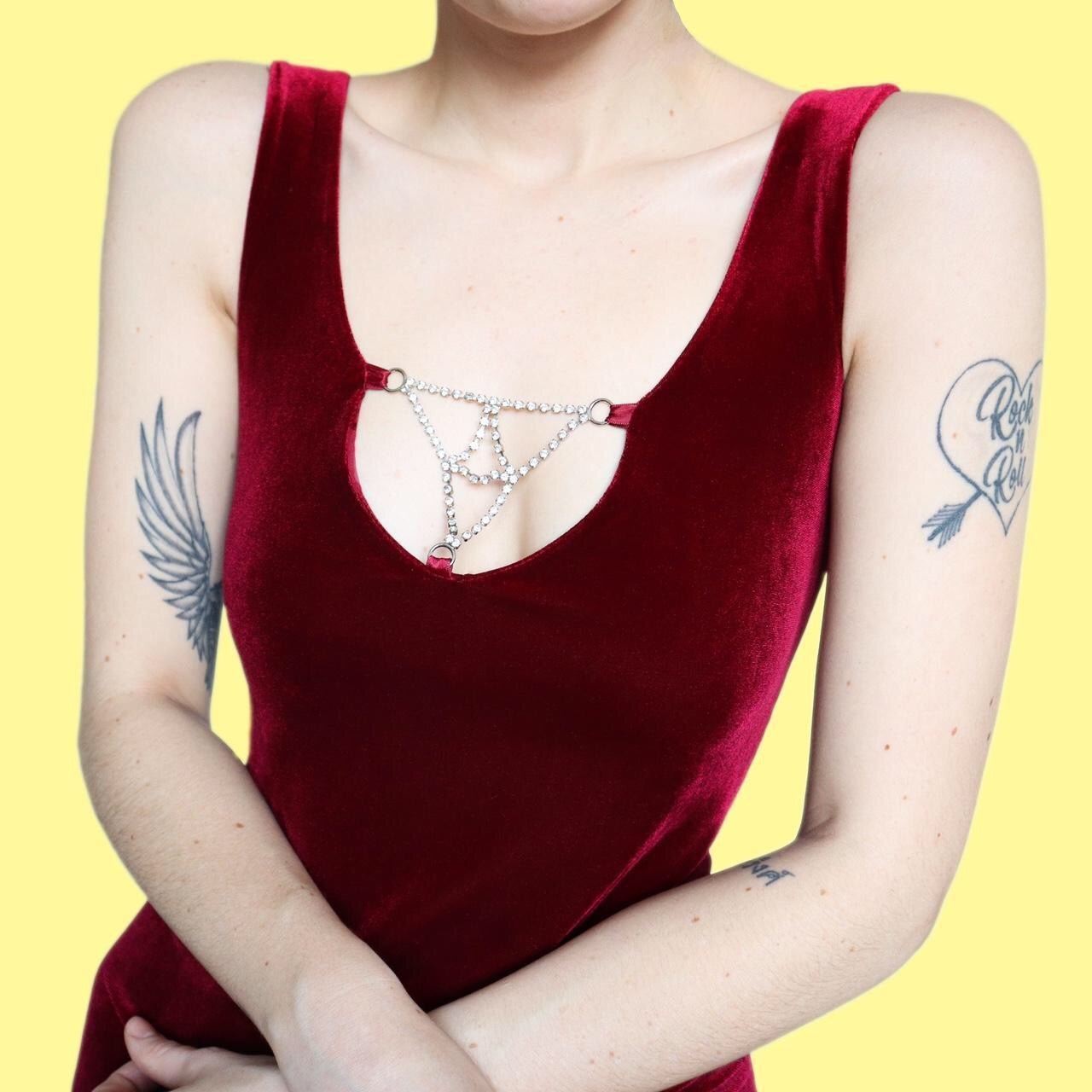 Beautiful red velvet diamanté detail mini party dress UK 12