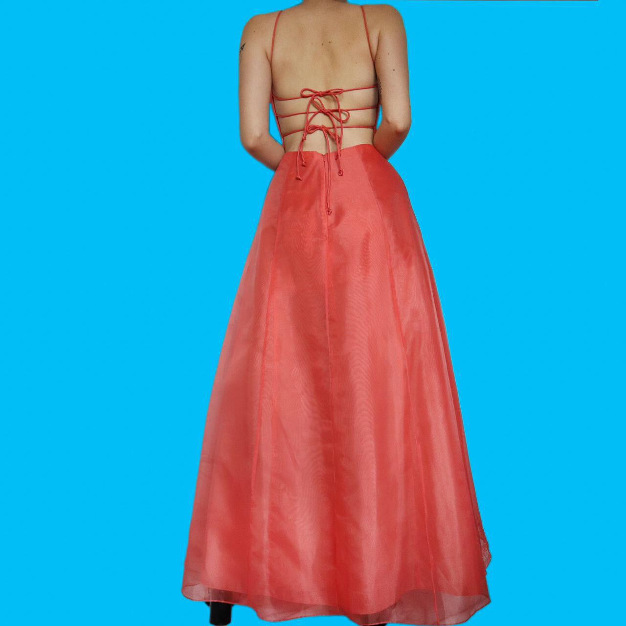 Beautiful peach organza a-line evening dress UK 10
