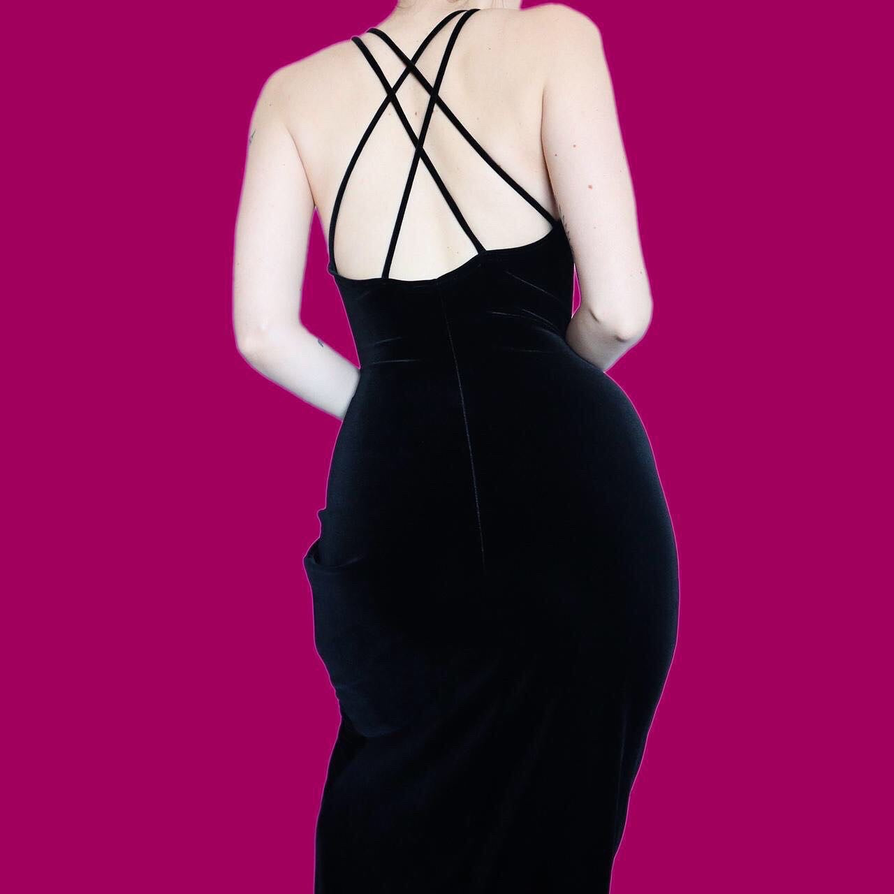 Super chic black glittery velvet evening party dress UK 10