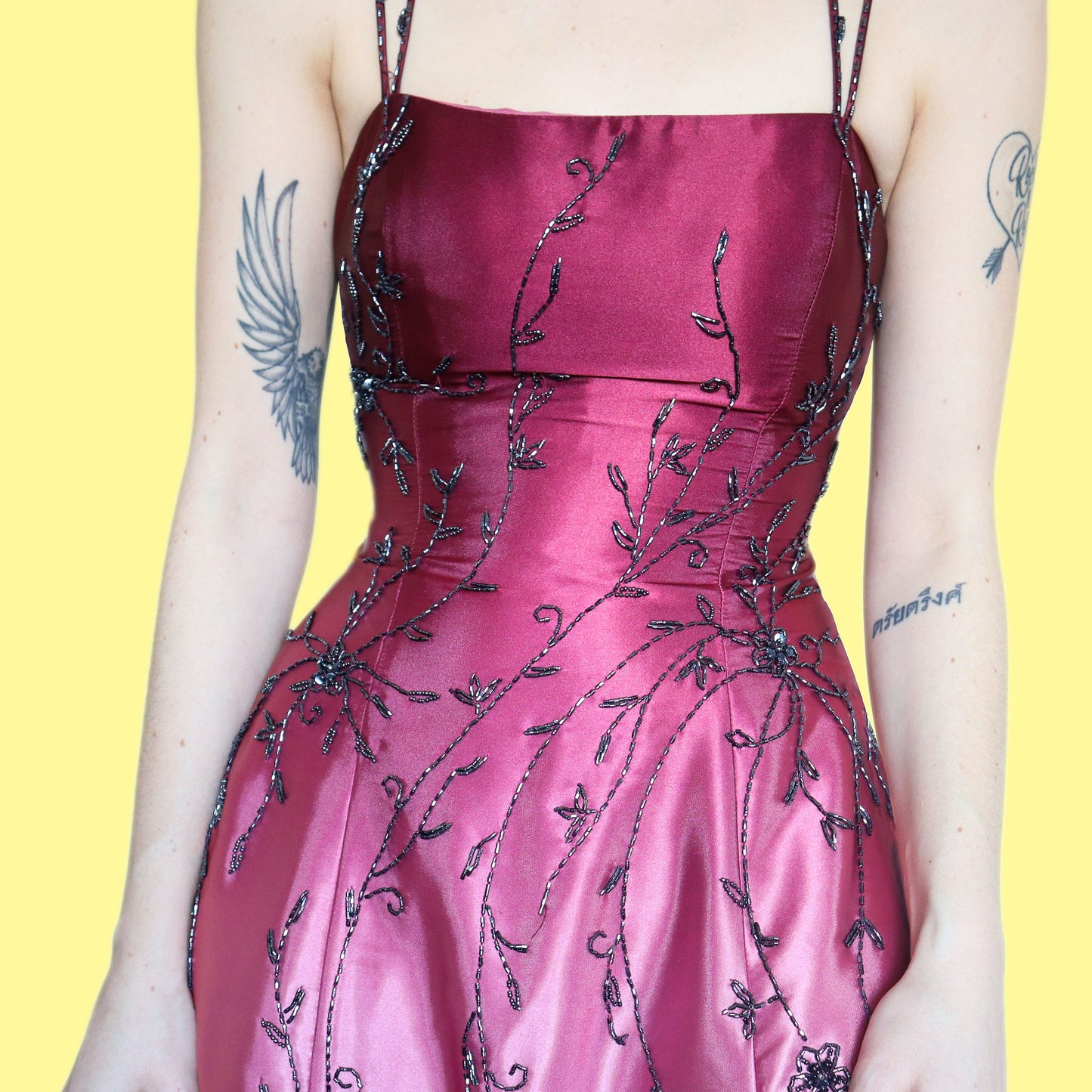 Beautiful silky pink ombré beaded evening dress UK 12