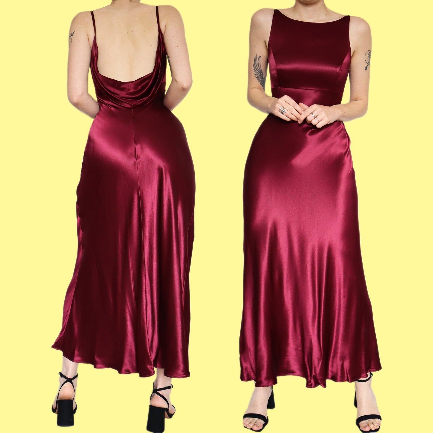 Beautiful red satin slip open back dress UK 10