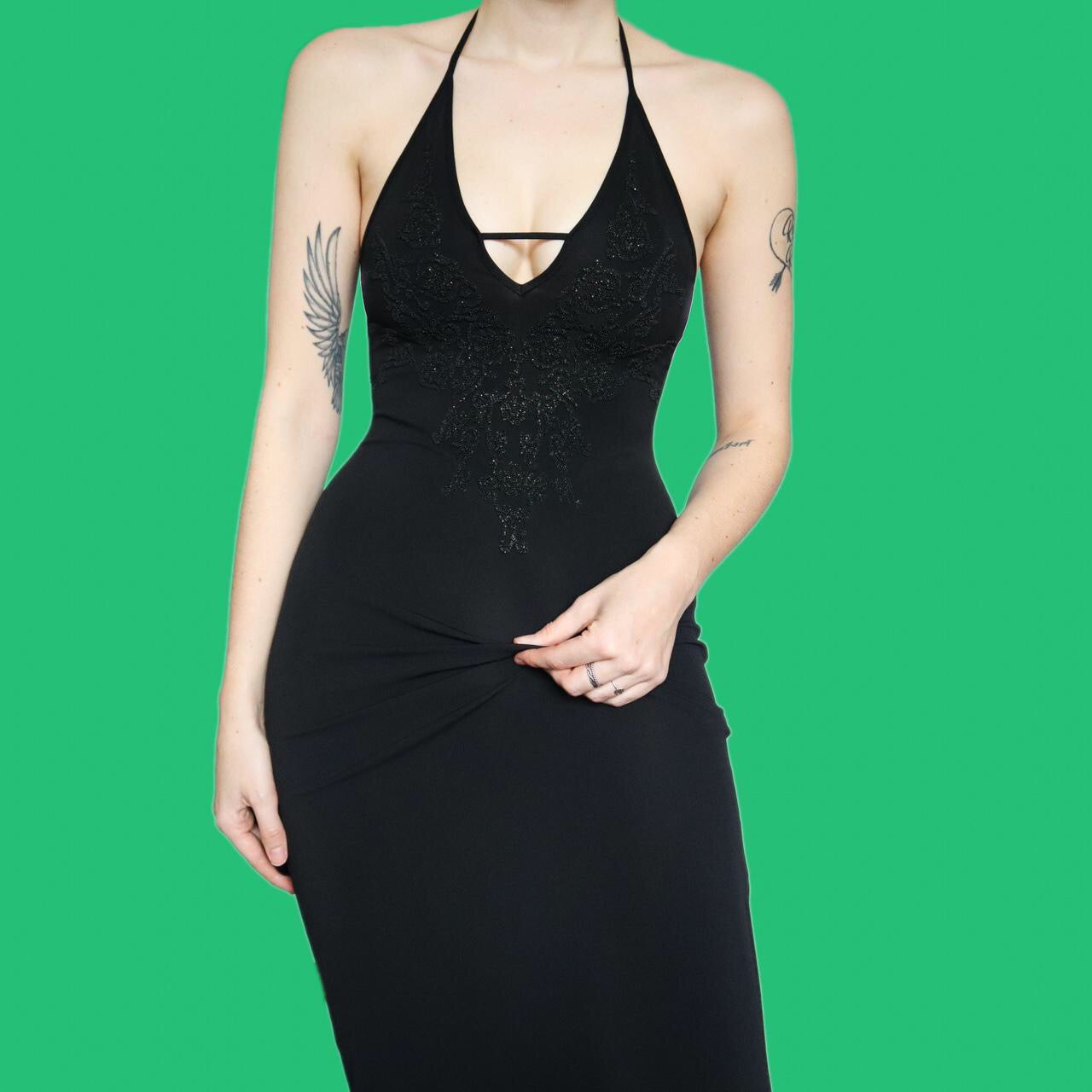 Beautiful black body-con evening dress UK 6