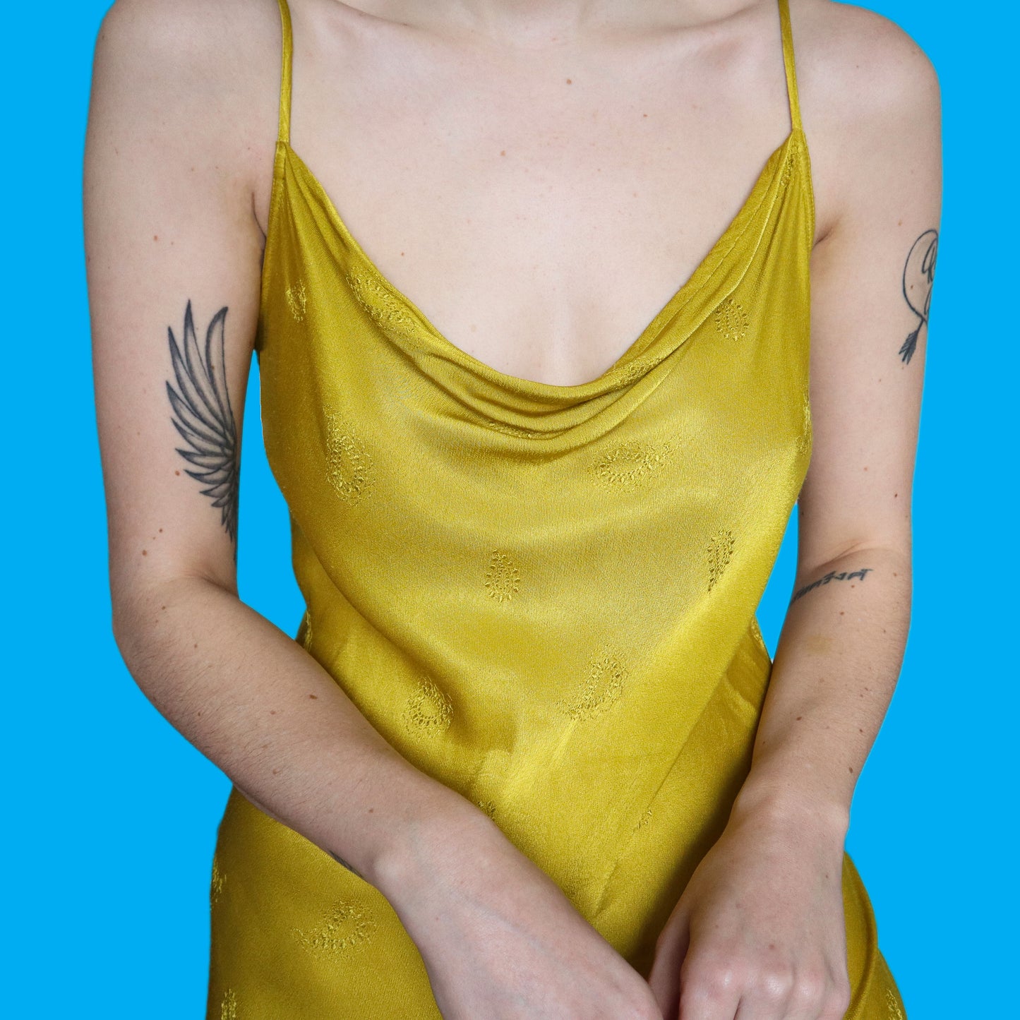 Beautiful mustard slip evening dress UK 14