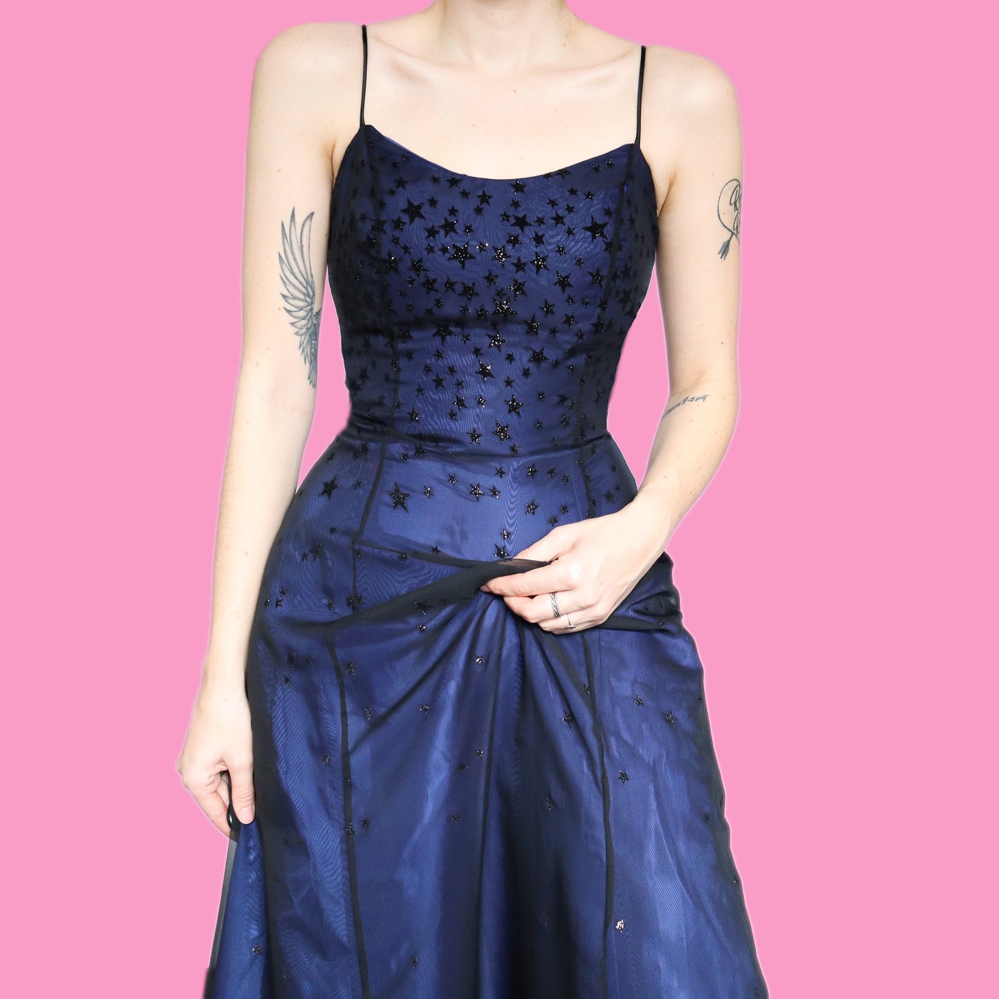 Beautiful a-line glitter star detail prom dress UK 10