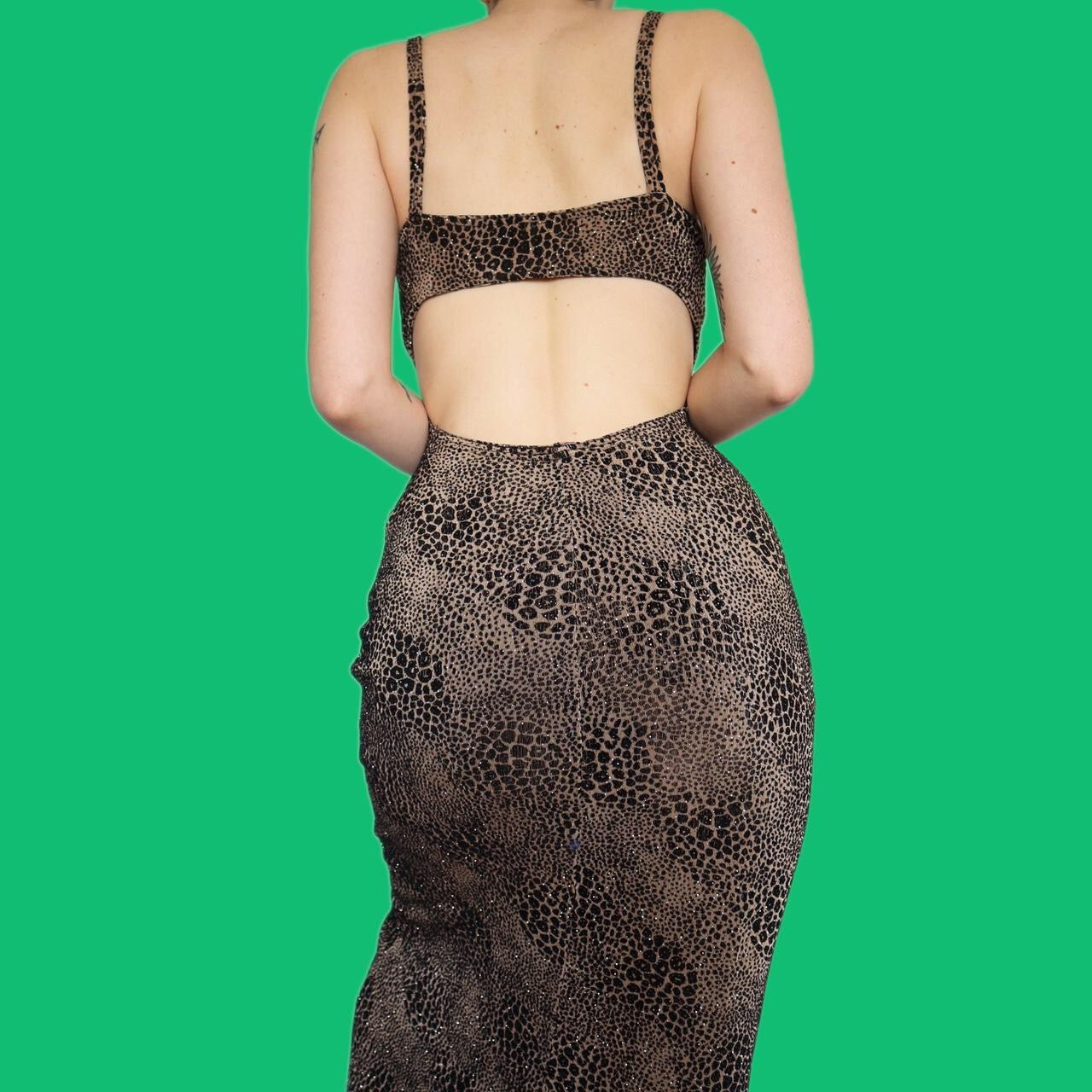 Beautiful leopard print stretch evening dress UK S