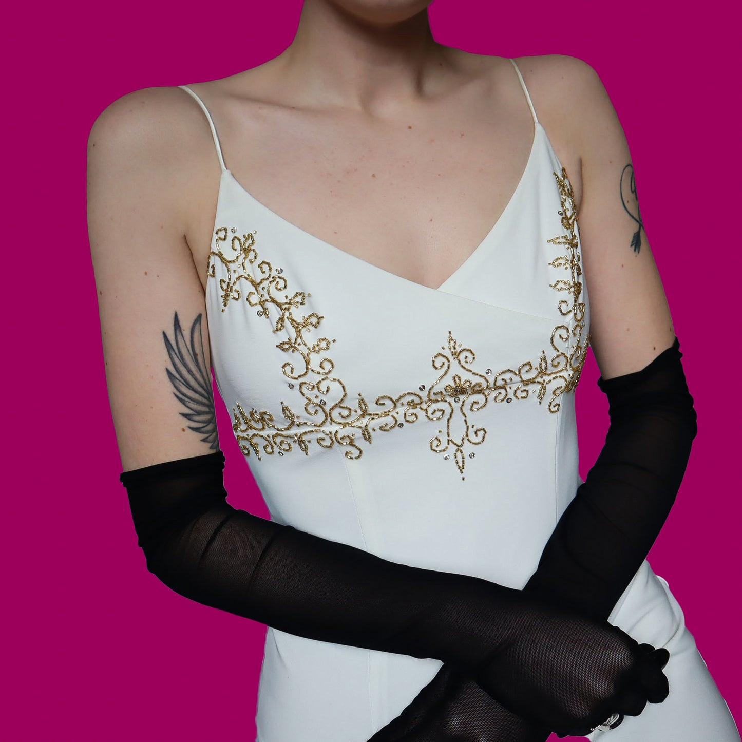 White beaded evening dress UK 8/10 & UK 14