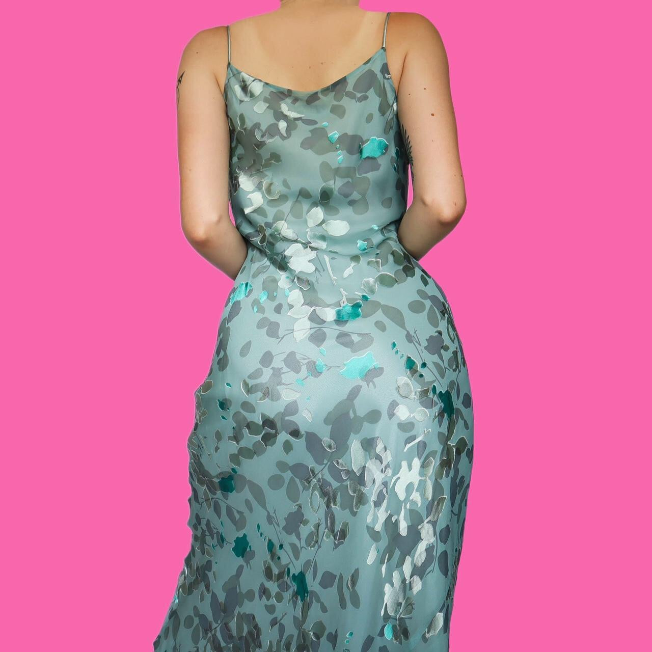 Beautiful blue silk blend slip evening dress UK 12