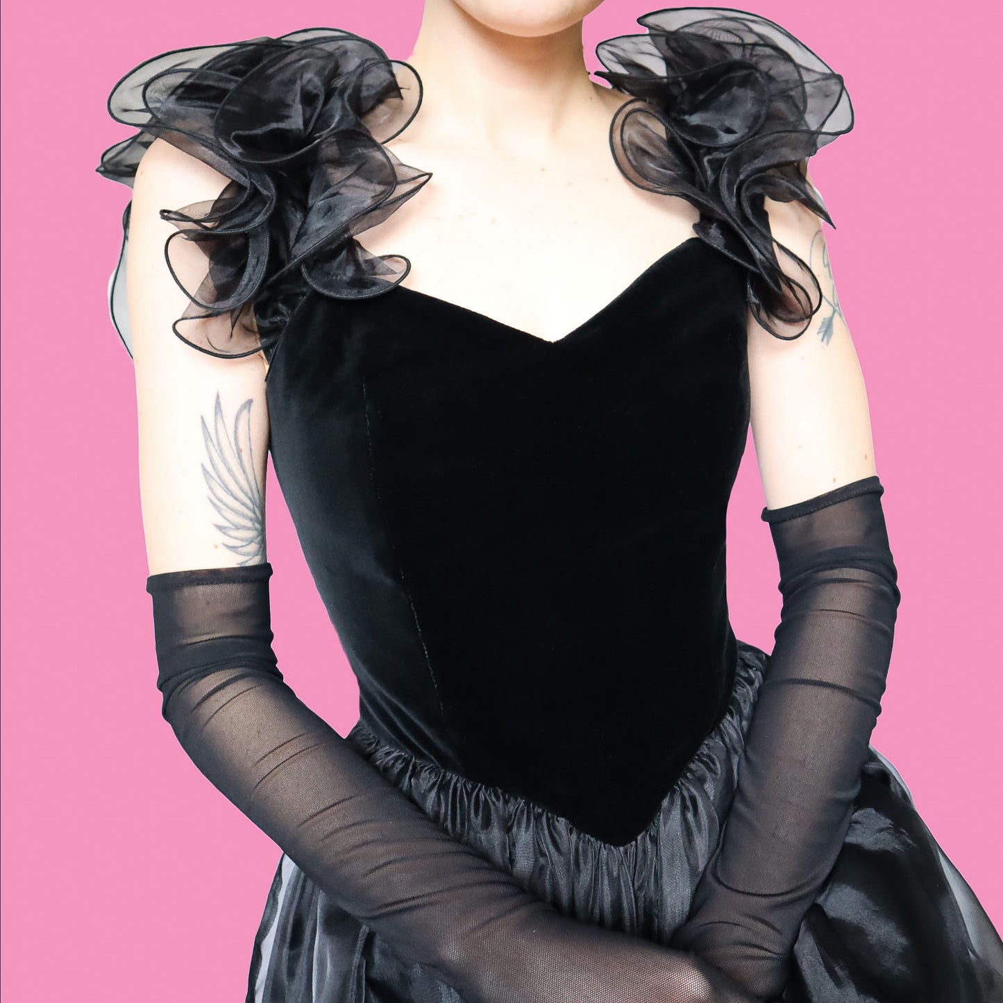 Black a line evening dress with detachable straps UK 12