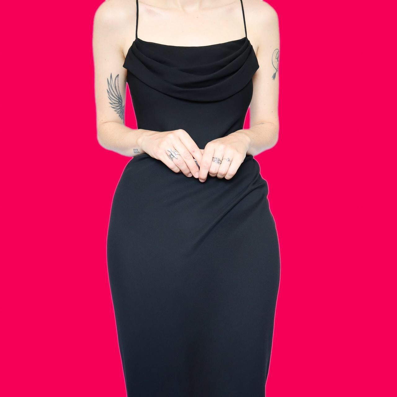 Beautiful black chiffon evening slip dress UK 10