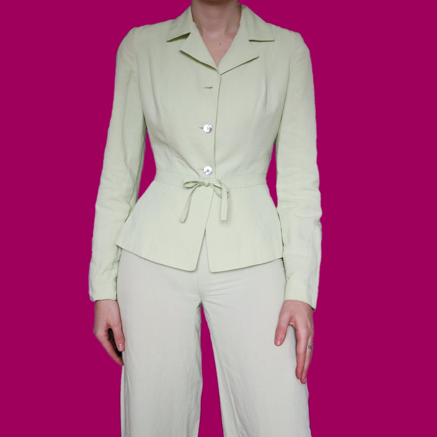 Super chic Kookai pale green 2 piece trouser suit UK 6