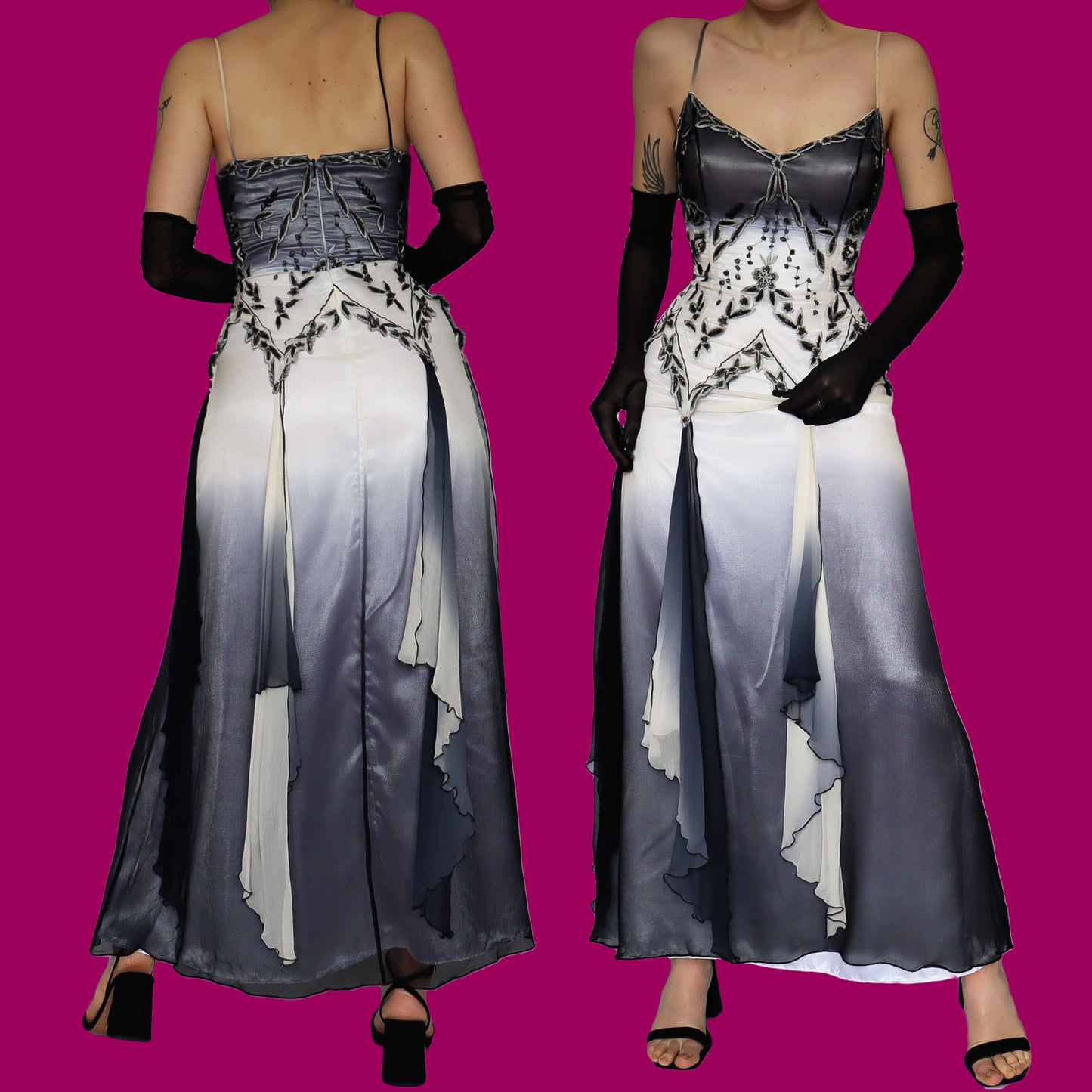 YVE London 100% silk evening dress UK 12