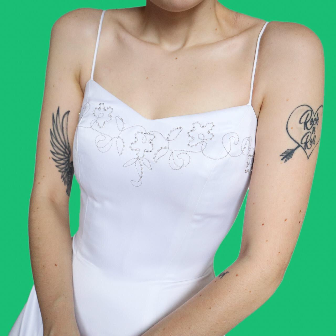 Stunning white Dave & Johnny a-line evening wedding dress UK 10