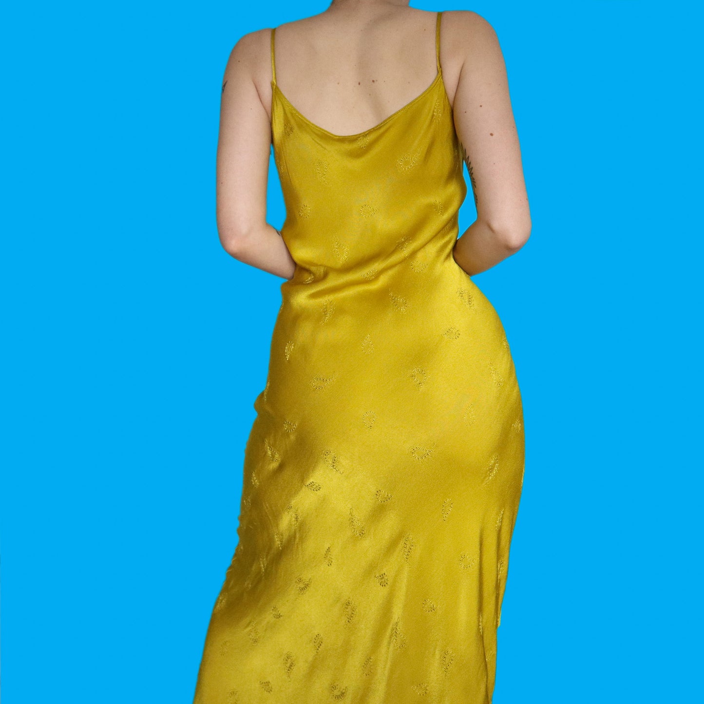 Beautiful mustard slip evening dress UK 14