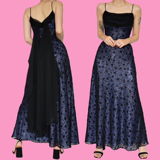 Beautiful blue glittery floral evening dress UK 10