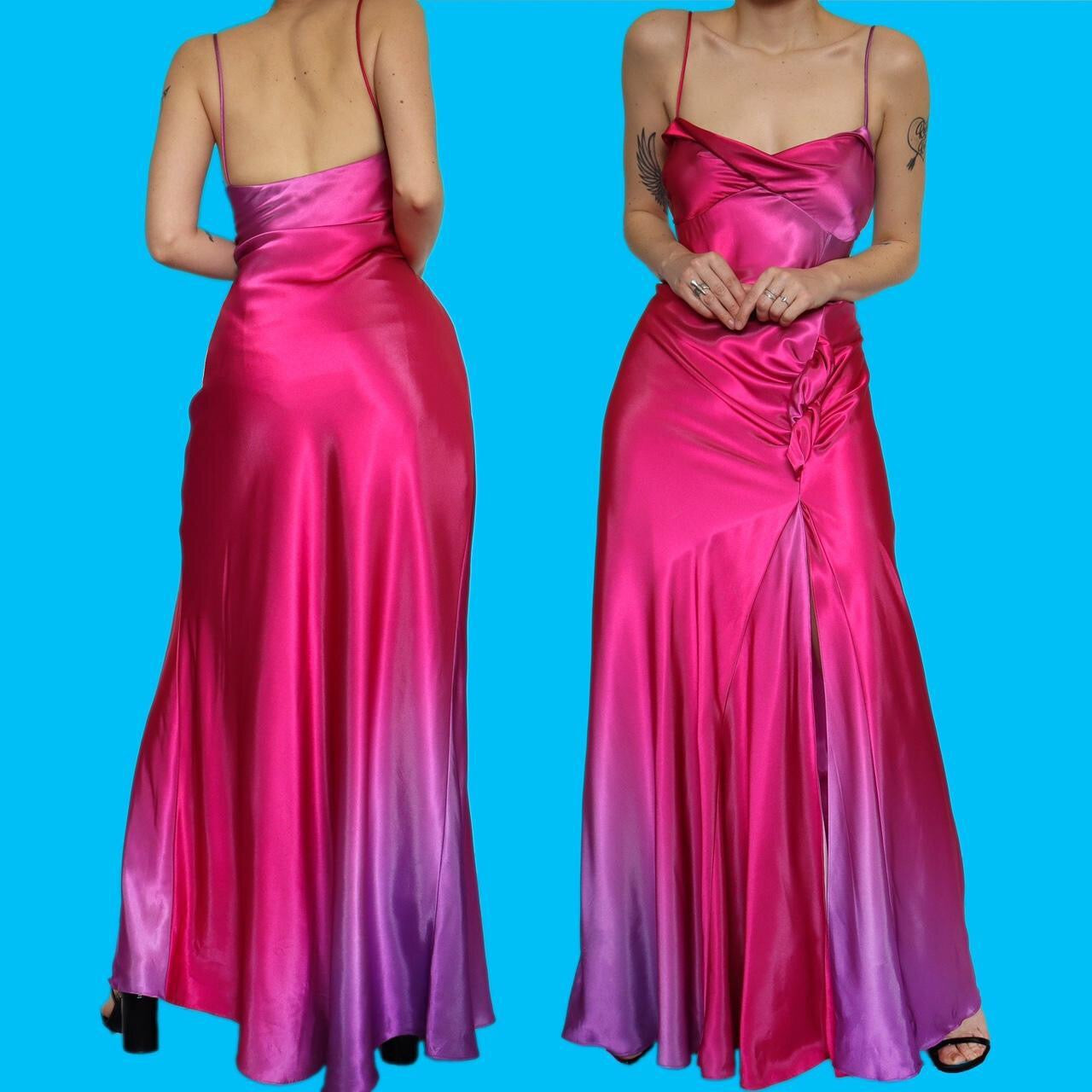 Beautiful satin pink/purple evening dress UK 14