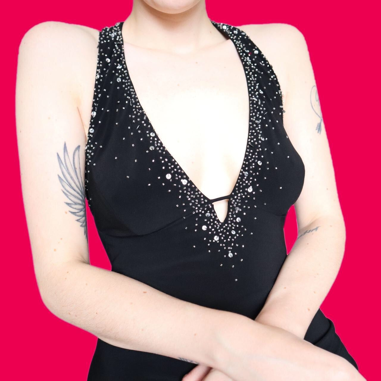 Beautiful black stretch evening dress UK 14