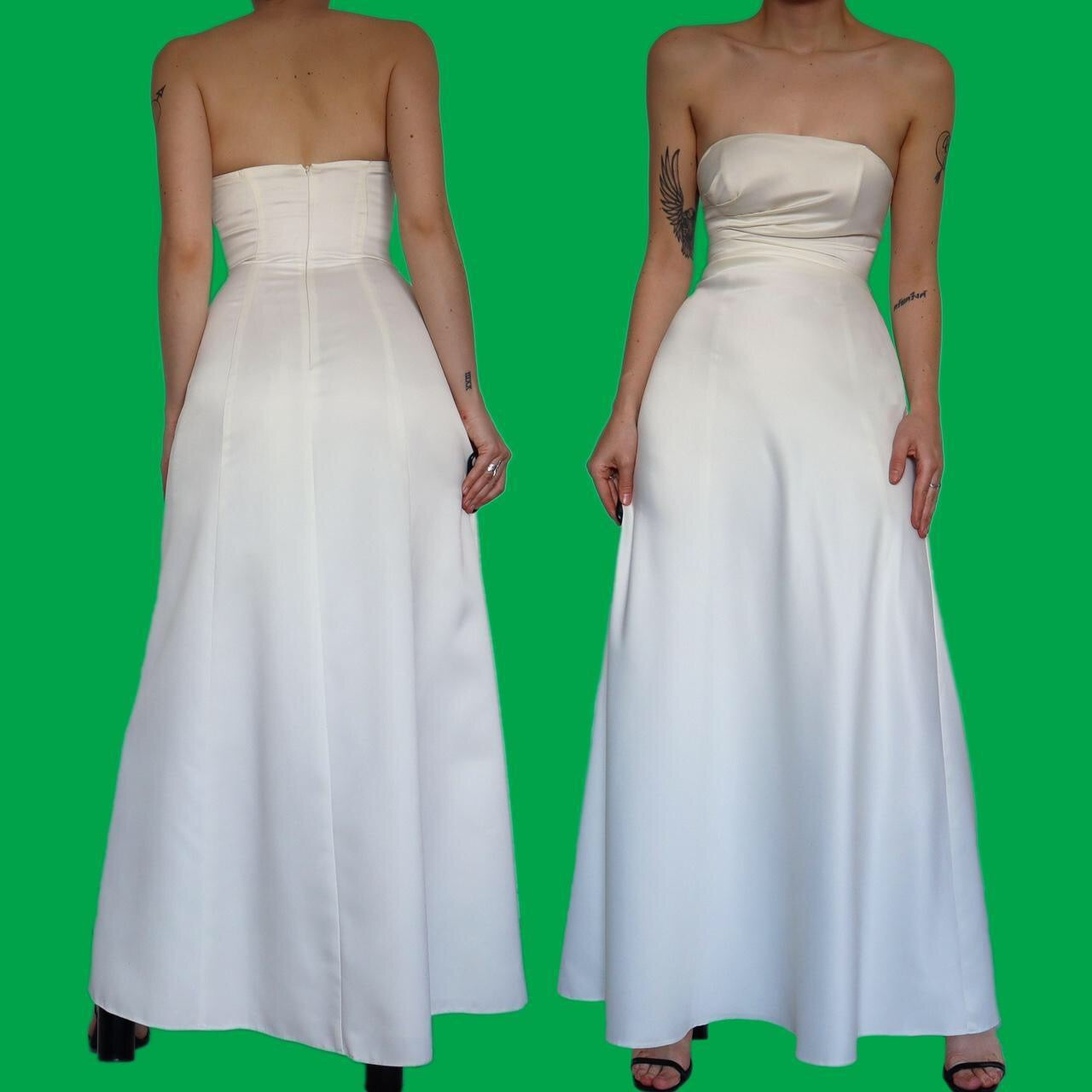 White strapless evening dress UK 8