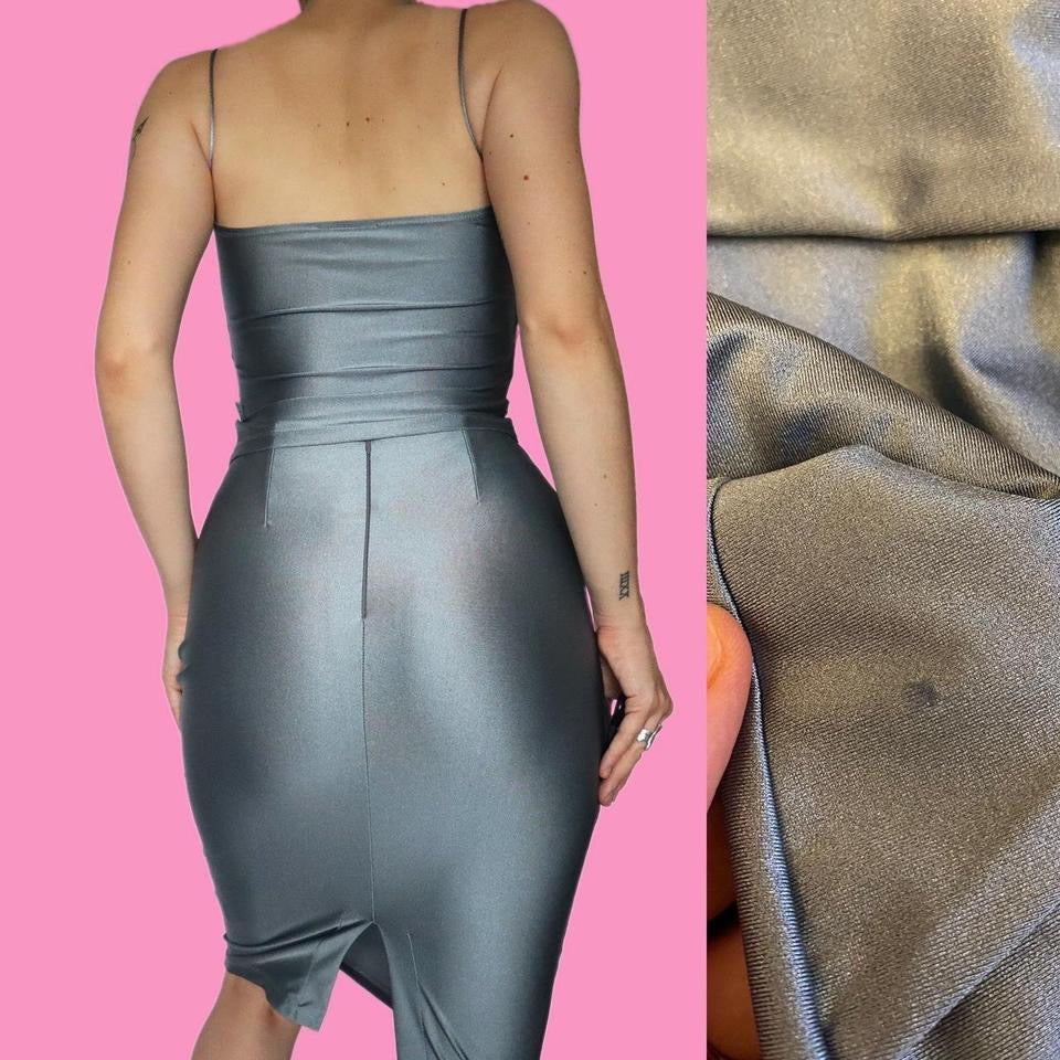 Silver stretch 2 piece top & skirt set UK 12