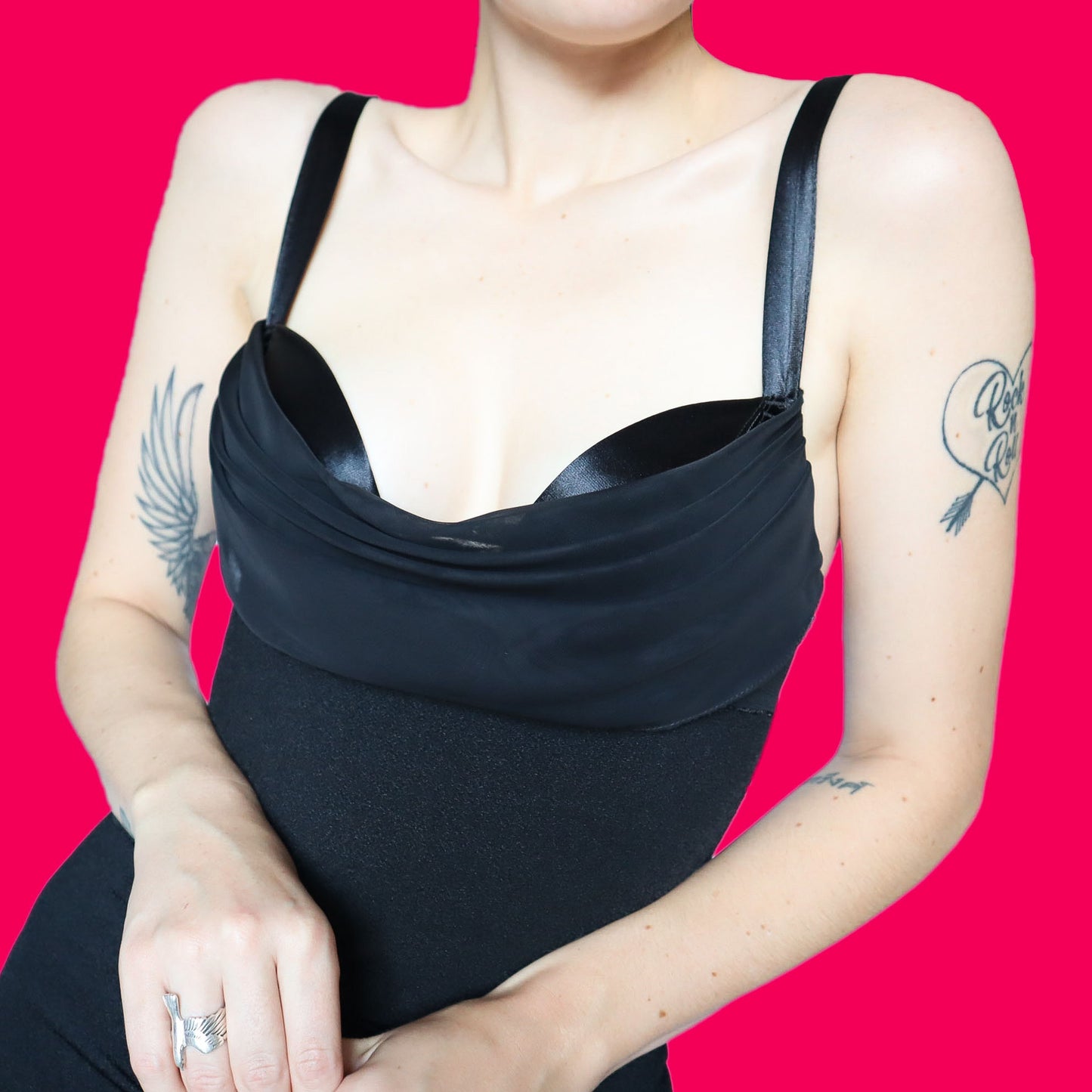 90s Black fitted bra stretch mini dress UK S