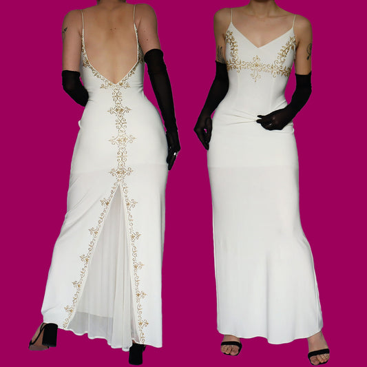 White beaded evening dress UK 8/10 & UK 14