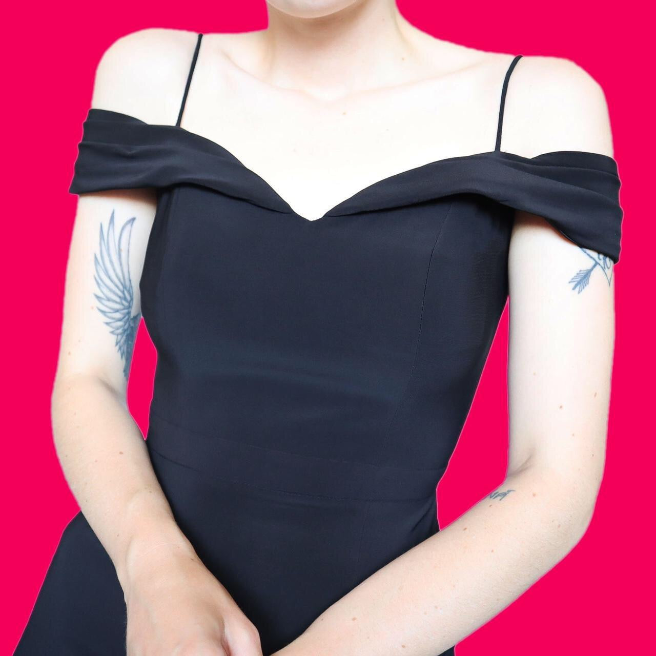 Beautiful black stretch cold shoulder evening dress UK 10