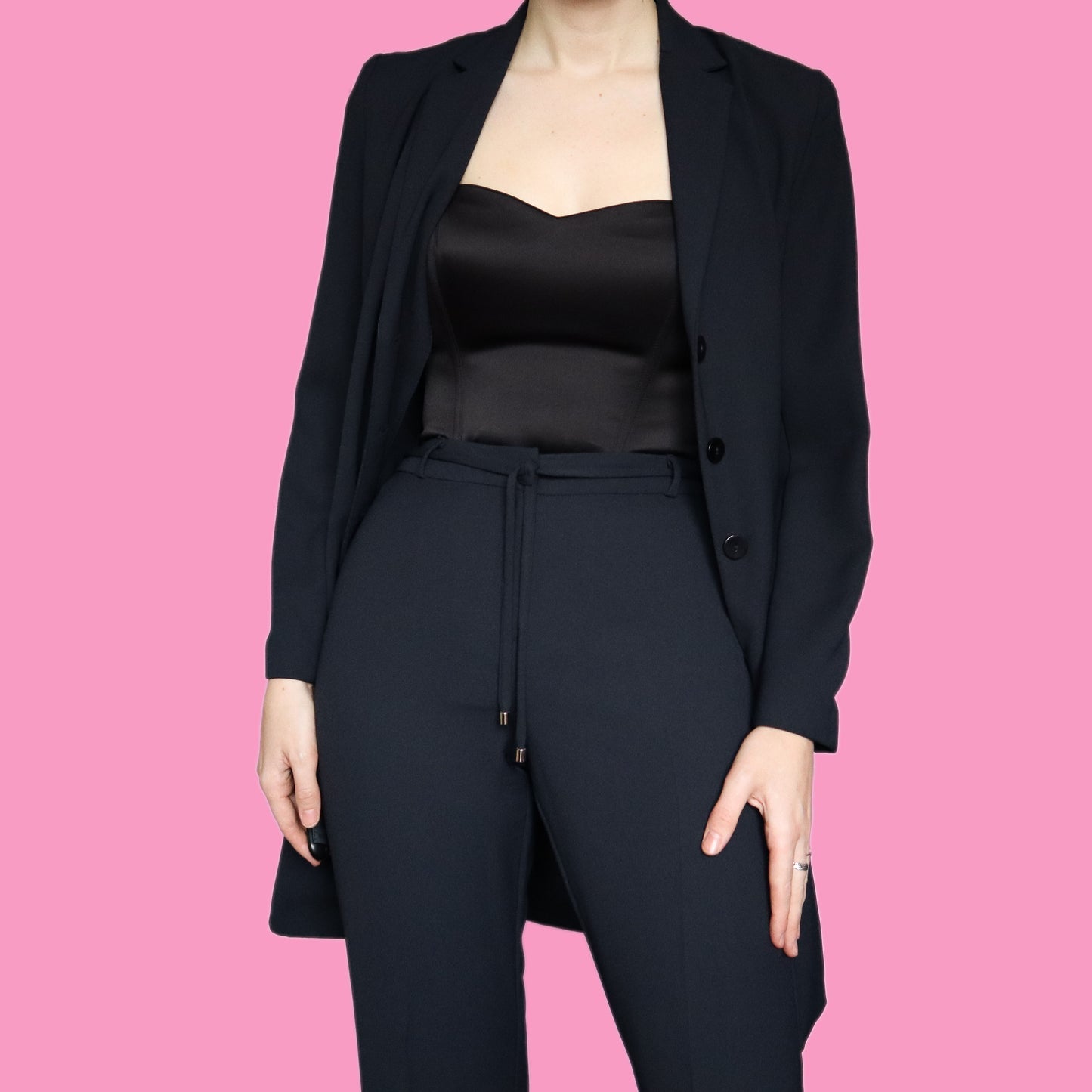 Super cool dark navy 2 piece suit UK 8-10