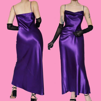 Yessica C&A silky purple slip evening dress UK 12-14