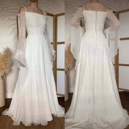 Ivory ethereal long sleeve wedding dress uk 10