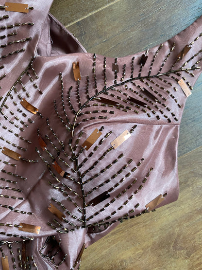 Yve London rose gold beaded halter evening dress UK 12