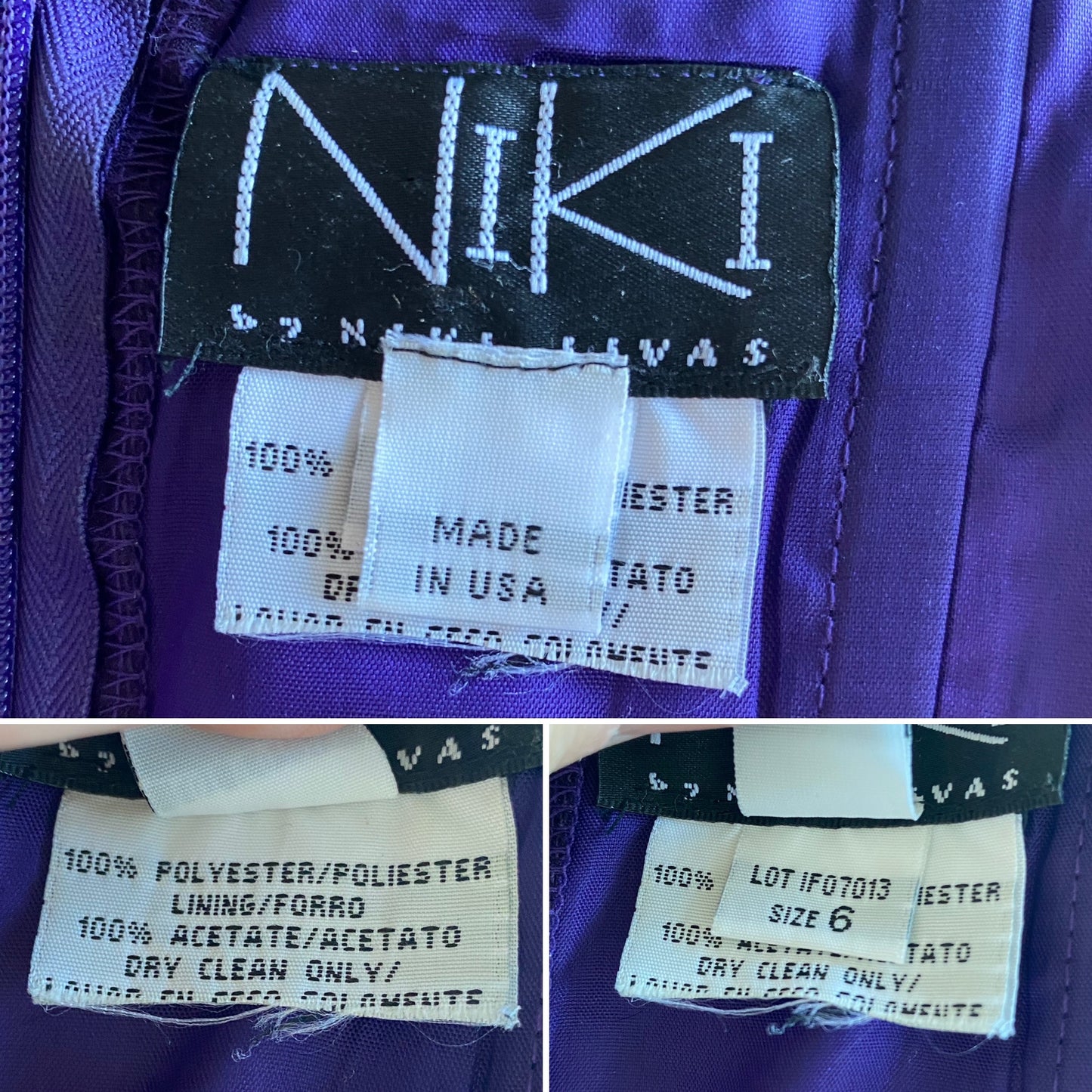 Purple strapless layered Niki Livas prom gown & shawl uk 10