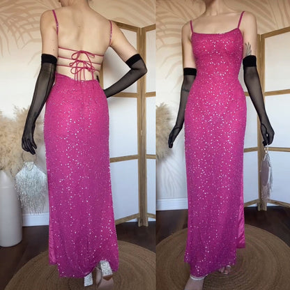 Aftershock 100% silk pink beaded evening dress uk 10