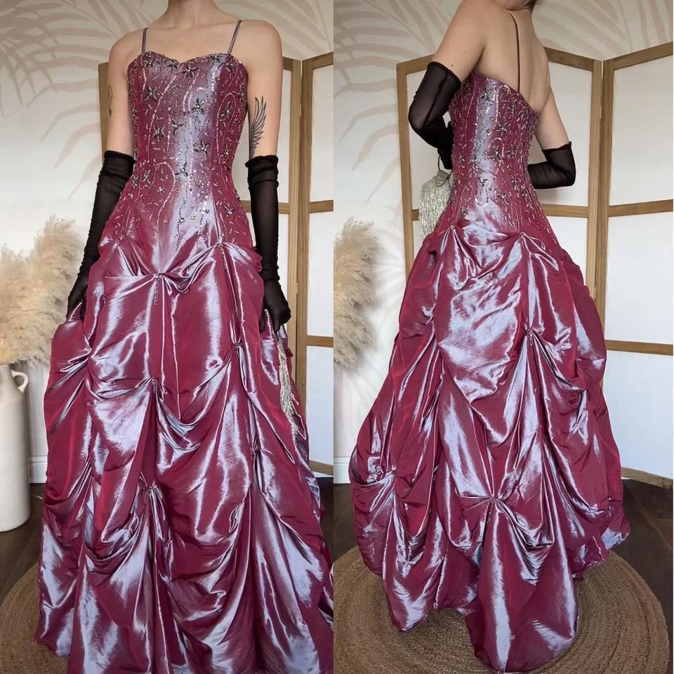 Iridescent purple a-line prom dress uk 10