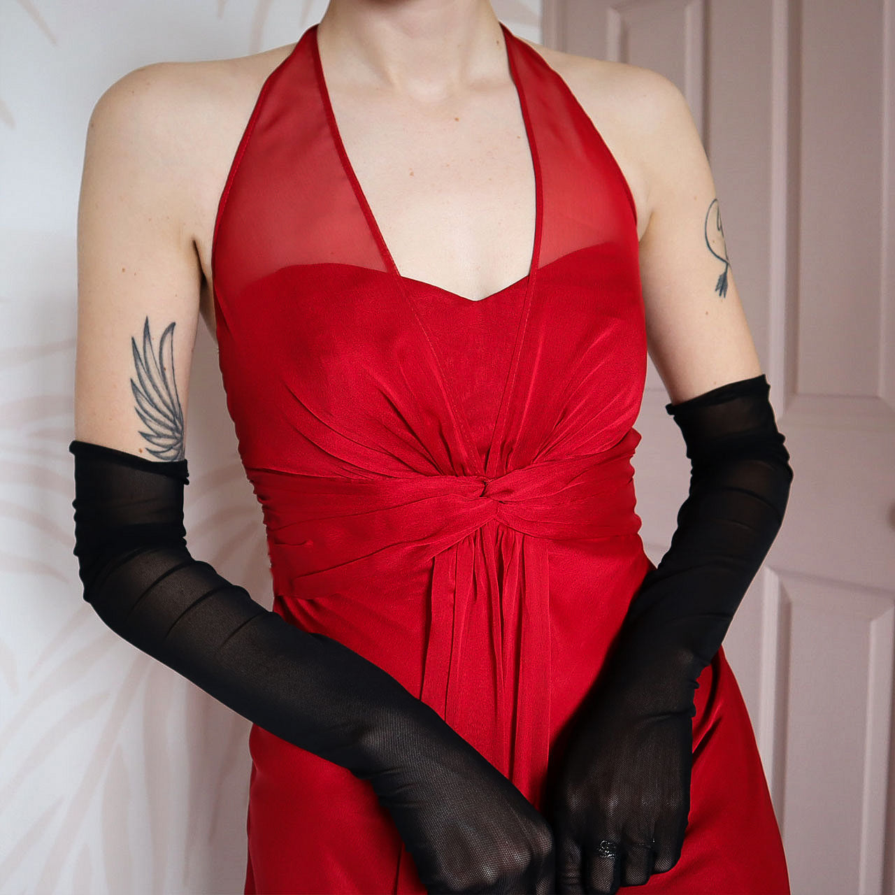 Red Debut halter neck midi dress UK 12