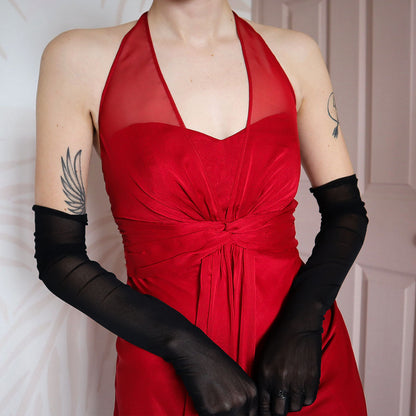 Red Debut halter neck midi dress UK 12