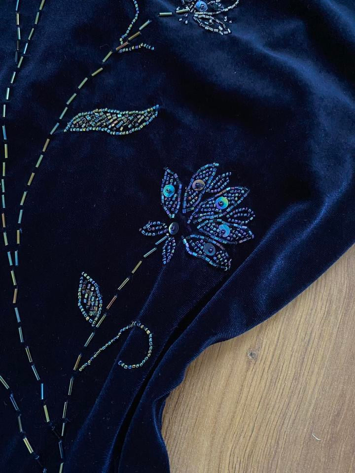 Scene 90s navy velvet stretch evening dress uk 12