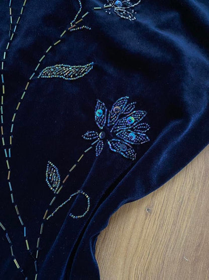 Scene 90s navy velvet stretch evening dress uk 12