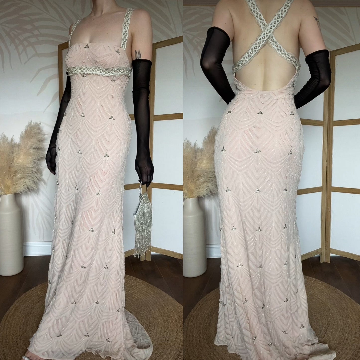 Patric Casey light pink silk evening dress uk 12