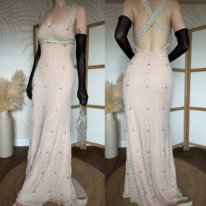Patric Casey light pink silk evening dress uk 12