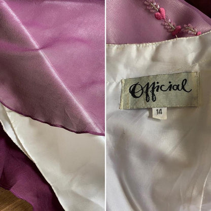 Purple 90s beaded ombré evening dress uk 14