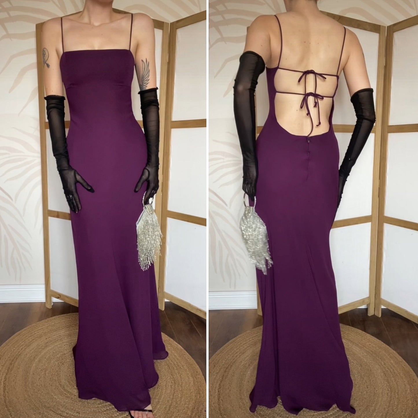 Purple Morgan & Co open back evening dress UK 12