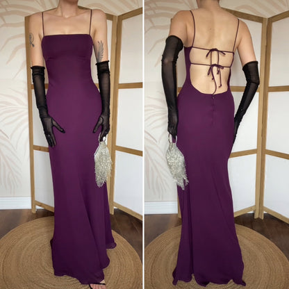 Purple Morgan & Co open back evening dress UK 12