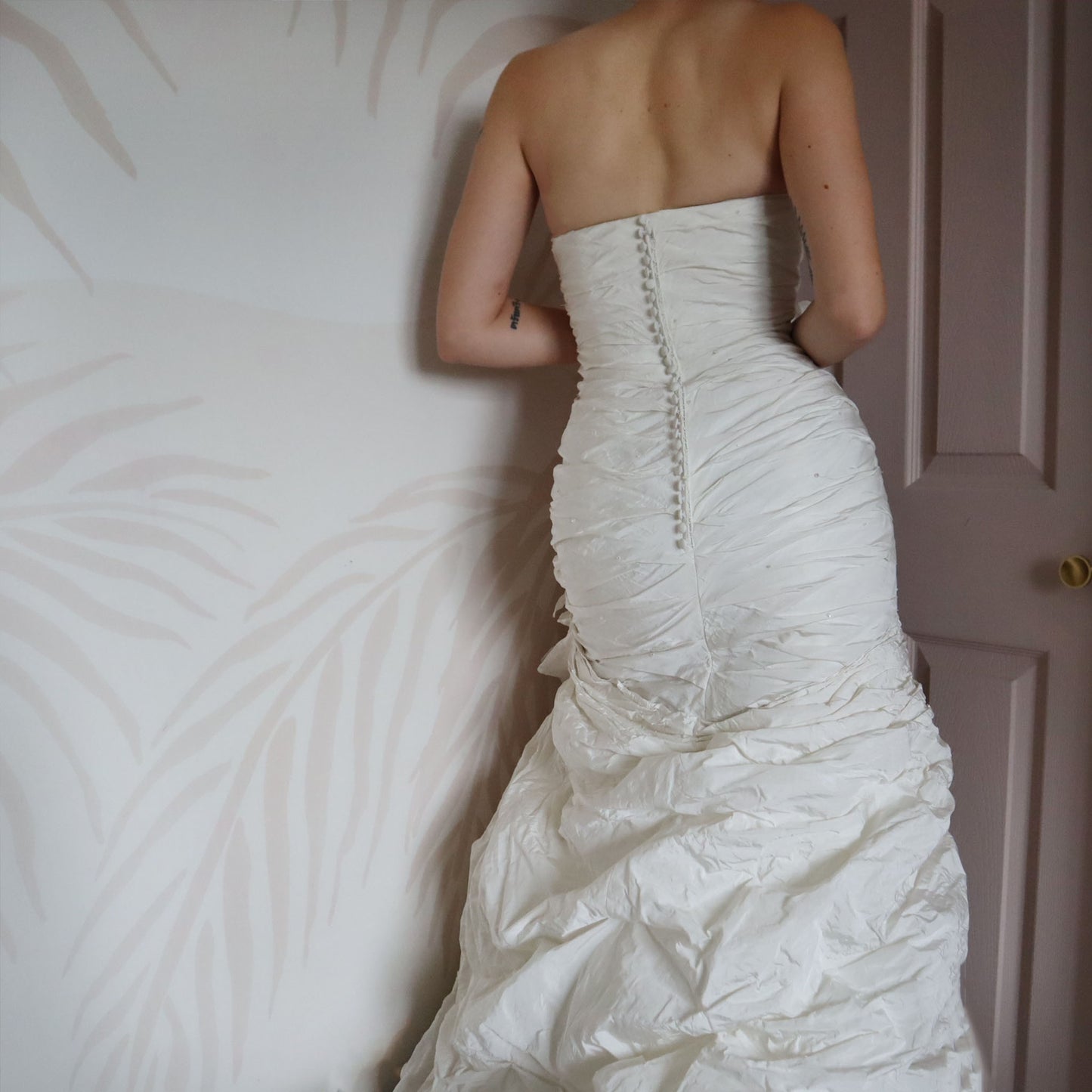 Ian Stuart ivory strapless fit & flare wedding dress UK 10-12