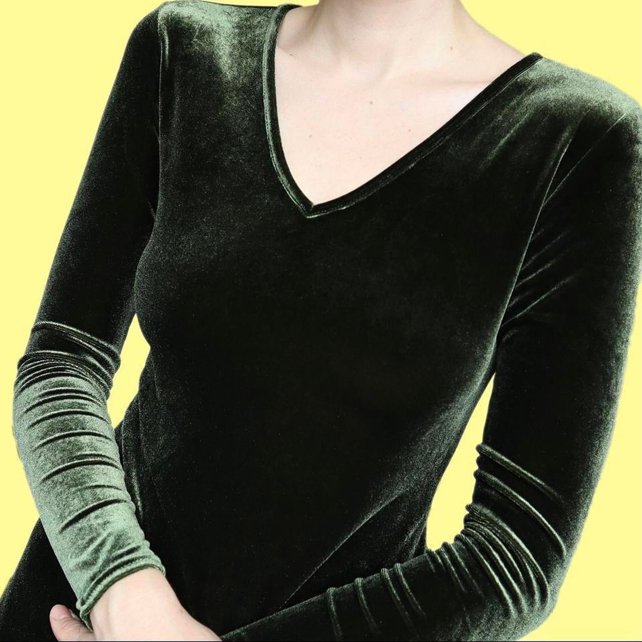 Green velvet stretch long sleeve dress uk 12