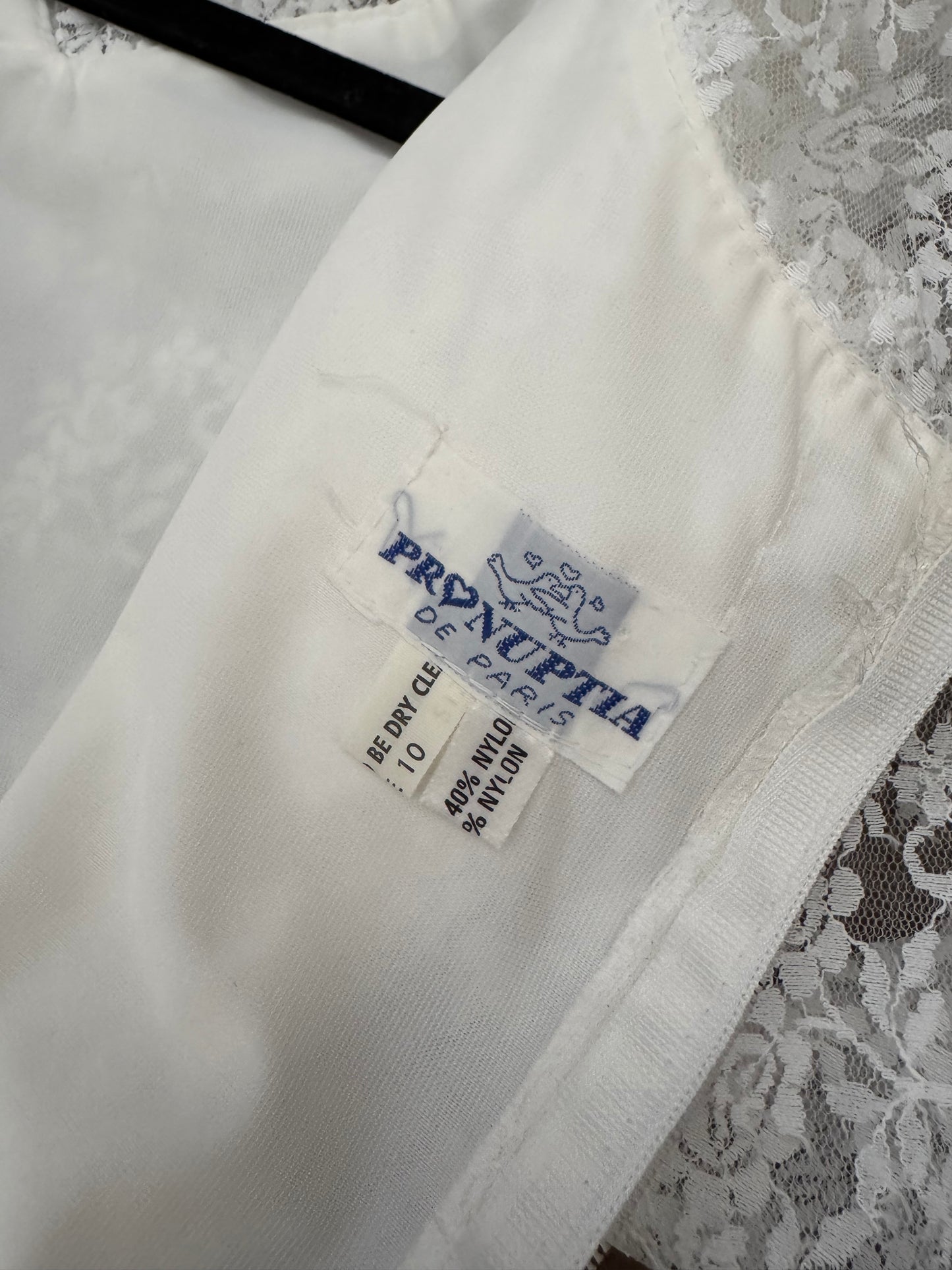 Pronuptia PETITE vintage white lace long sleeve wedding dress uk 8