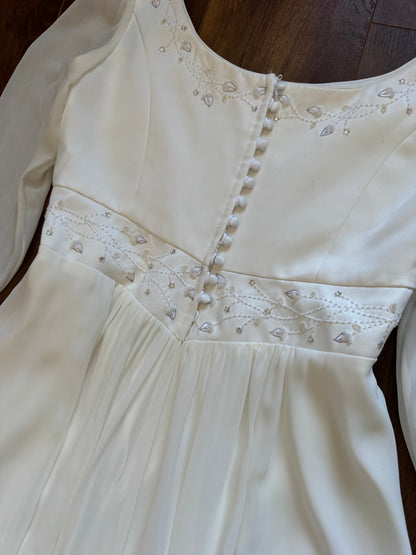 Ivory long sleeve ethereal wedding dress uk 16