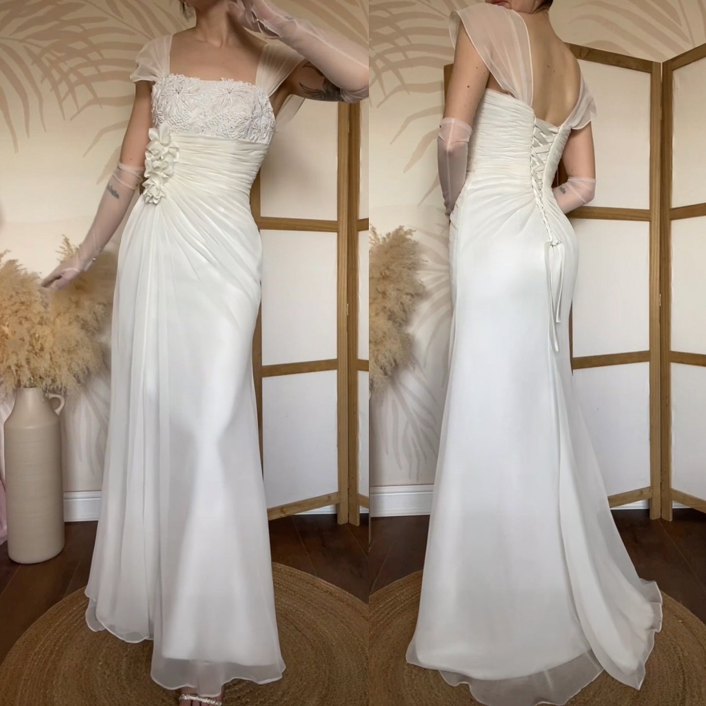 Amanda Wyatt ivory chiffon wedding dress uk 8-10