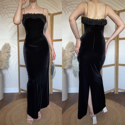 Black velvet Gina Bacconi evening dress UK 12